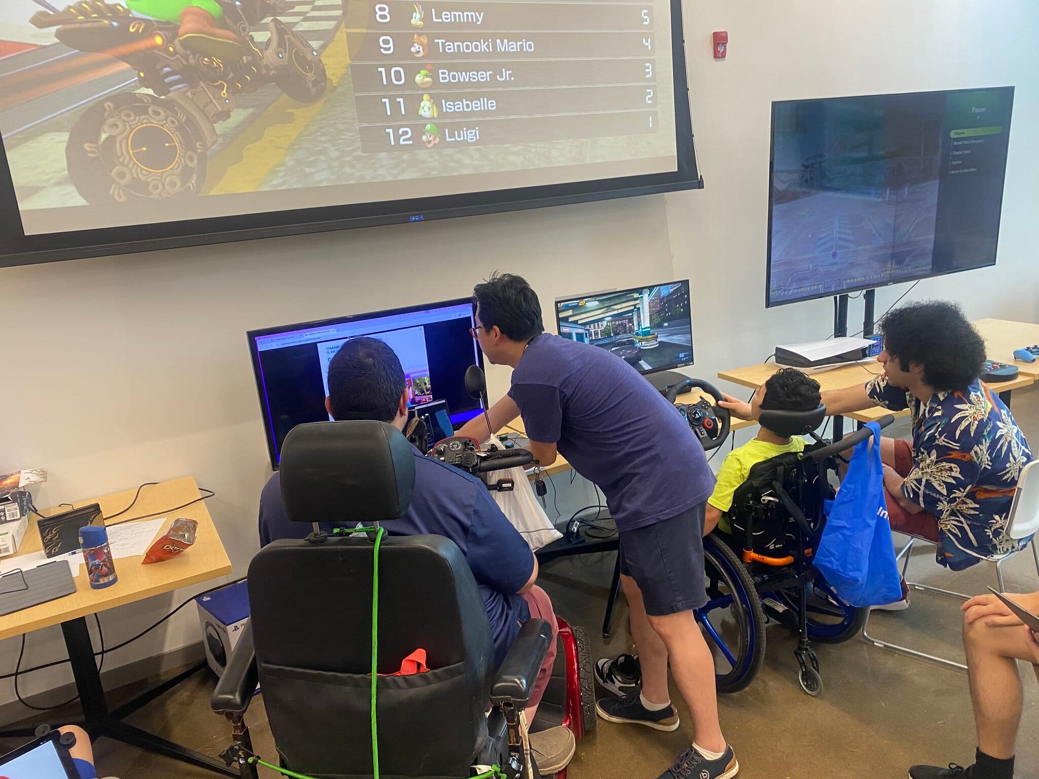 Gaming accessibility event — players using adaptive controllers